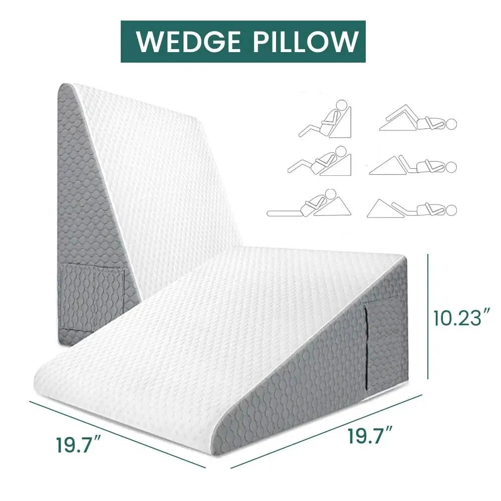 Wedge Pillow for Sleeping Acid Reflux After Surgery Triangle Elevated Pillow for Bedside Dormitory Office Air Layer Foam Peaceful Pleasures Health and Wellness