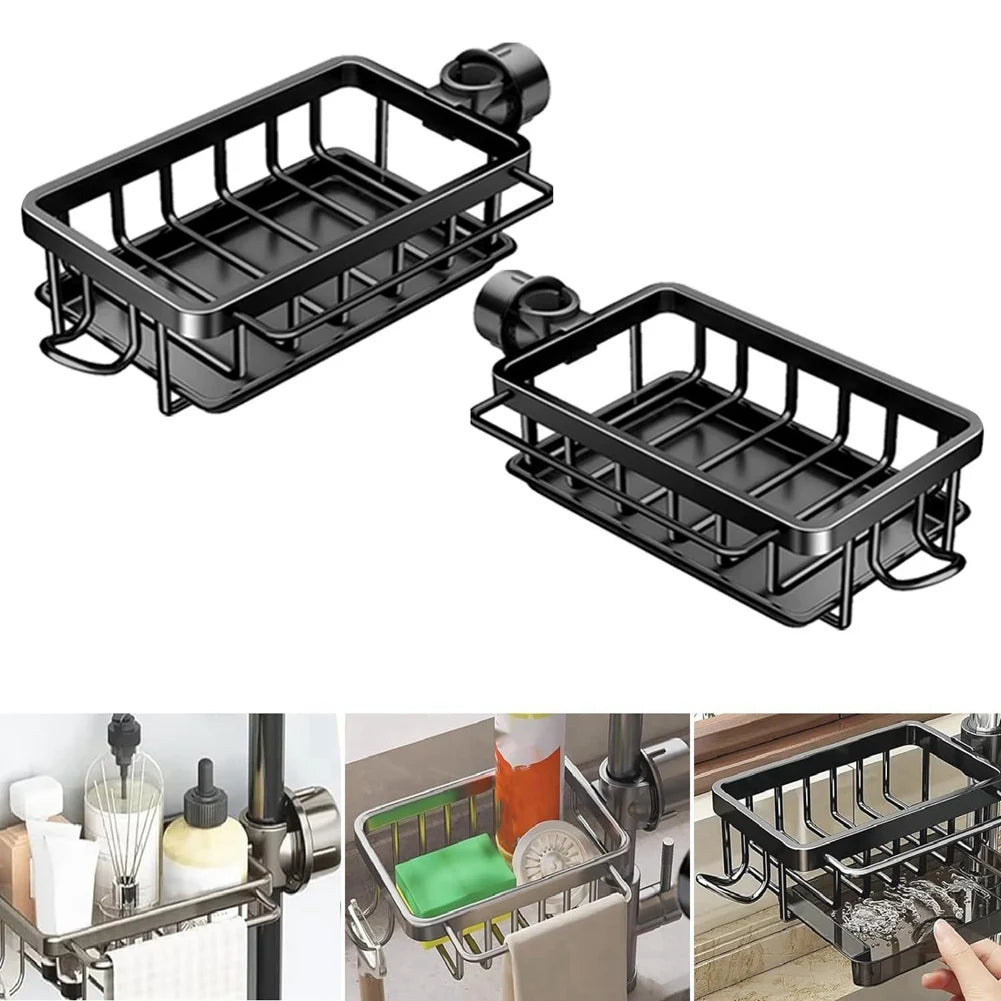 A36T-Faucet Rack Kitchen Faucet Storage Rack Round Water Pipe Sink Storage Rack Household Drain Basket Peaceful Pleasures Health and Wellness