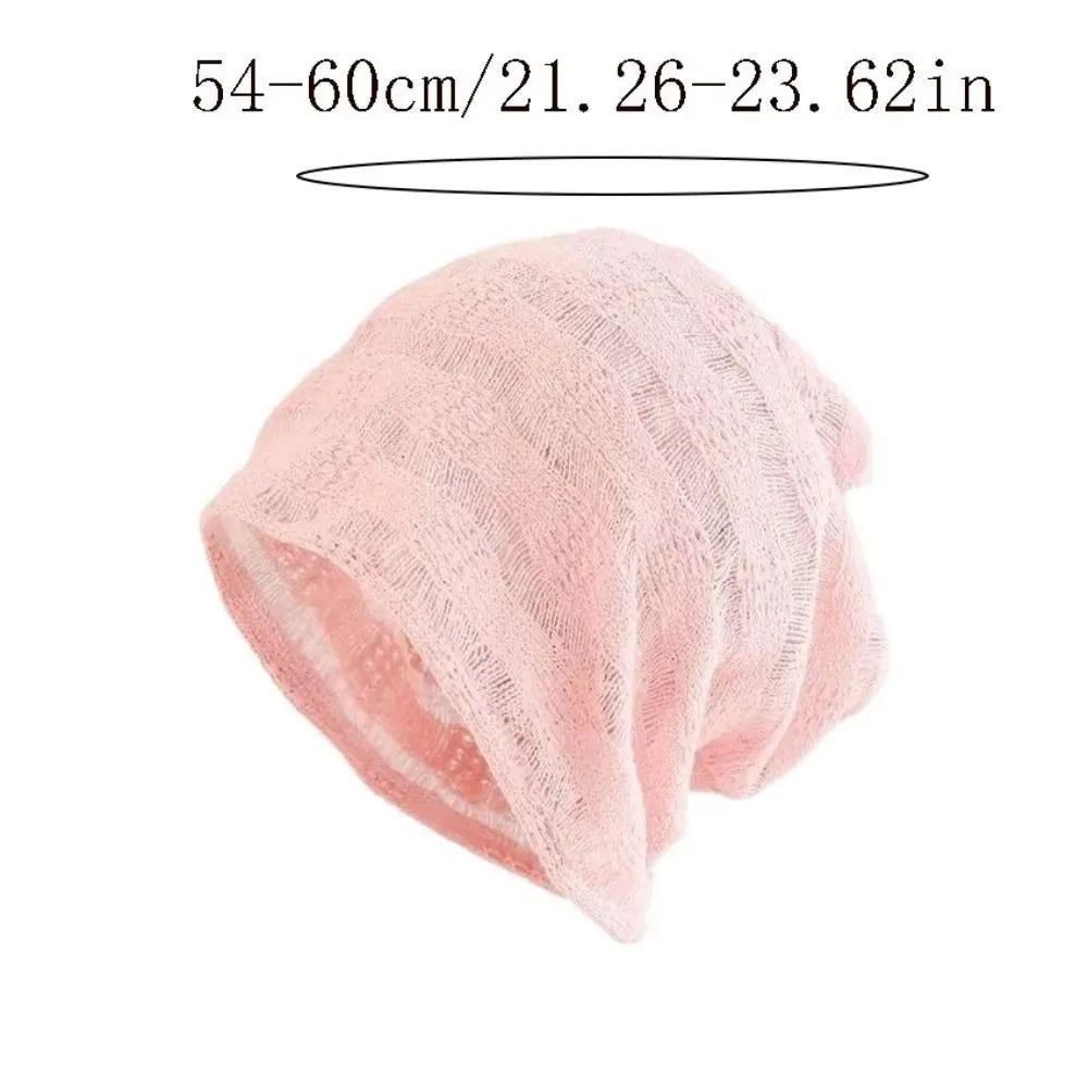 Korean Hollow Knit Pullover Beanie Hat – Breathable Unisex Cap