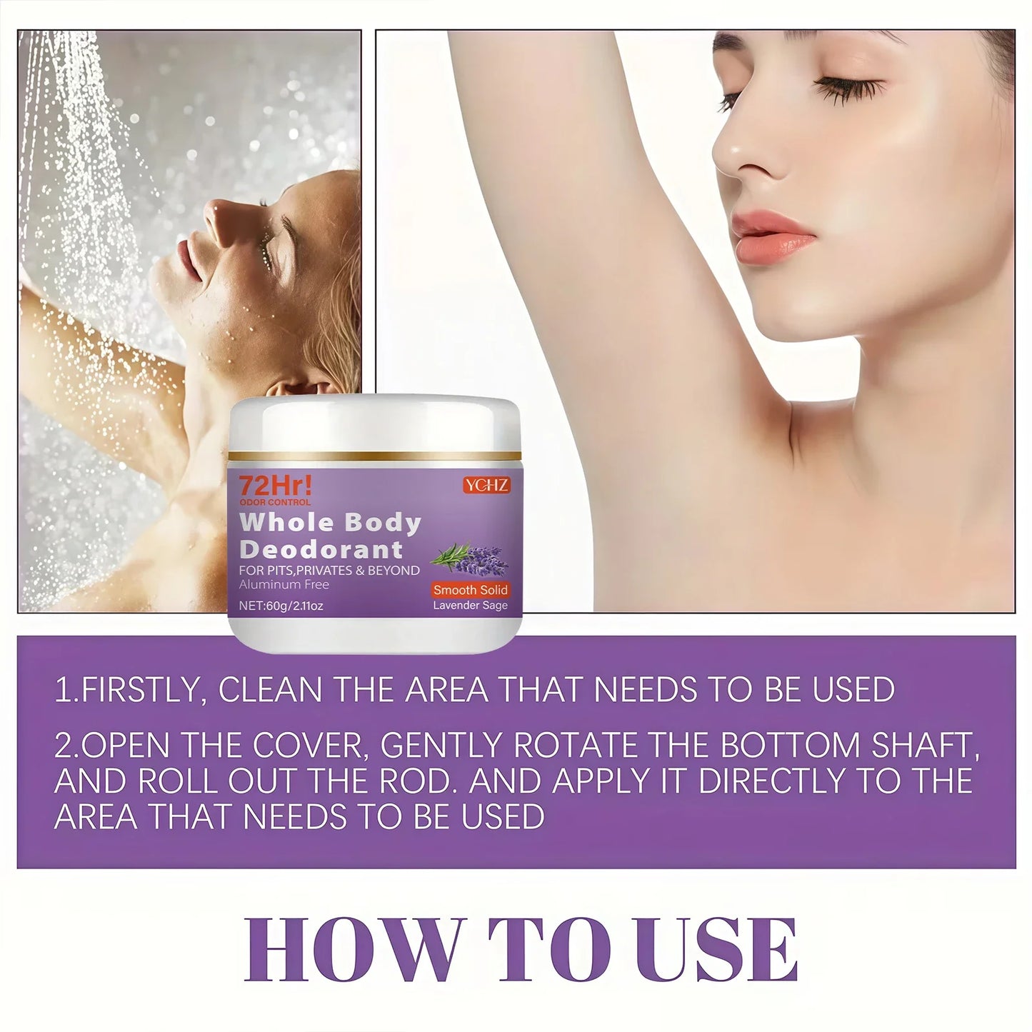 YCHZ Lavender & Sage Aluminum-Free 72-Hour Vegan Deodorant