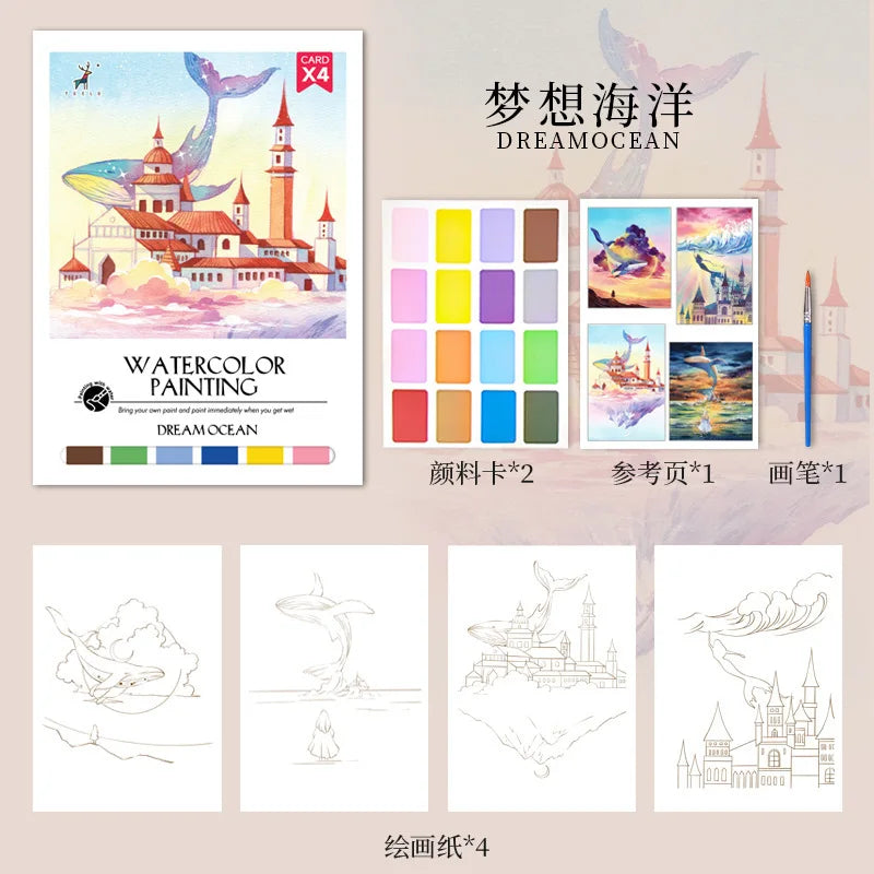 Bview Art Parent-child Gouache Painting Watercolor Pads DIY Coloring