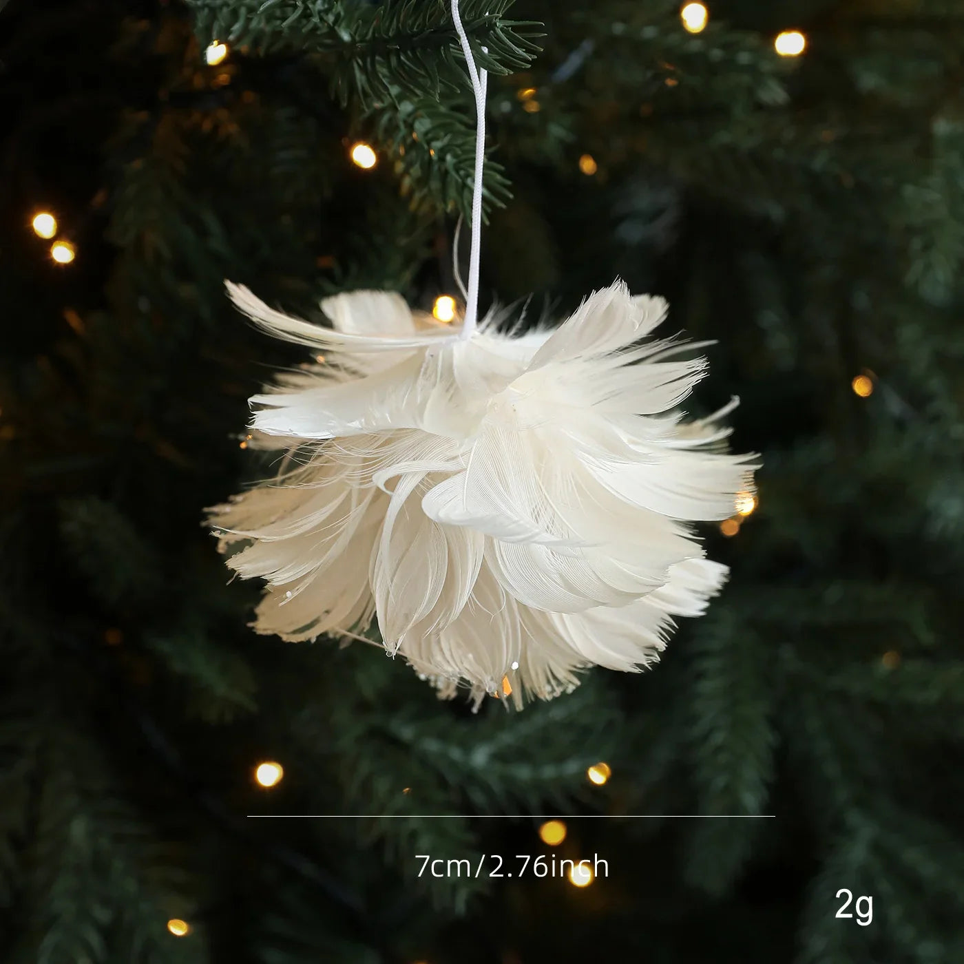 Pink White Feather Petal Glitter Christmas Foam Ball Ornament