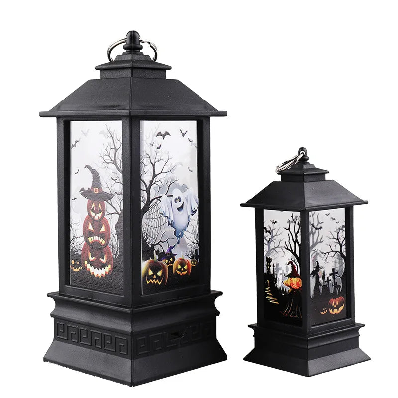 Halloween Pumpkin Castle Decorative Lamp Simulated Flame LED Light Small Hand Lantern For Holiday Outdoor Bar Garden Decoration Peaceful Pleasures Health and Wellness