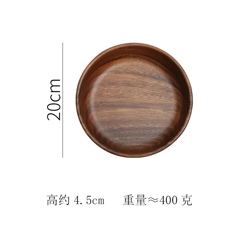 Solid wood bowl Walnut Boat Bowl Creative wooden salad bowl Fruit bowl Vintage storage home kitchen utensils Peaceful Pleasures Health and Wellness 20x20x4.5cm