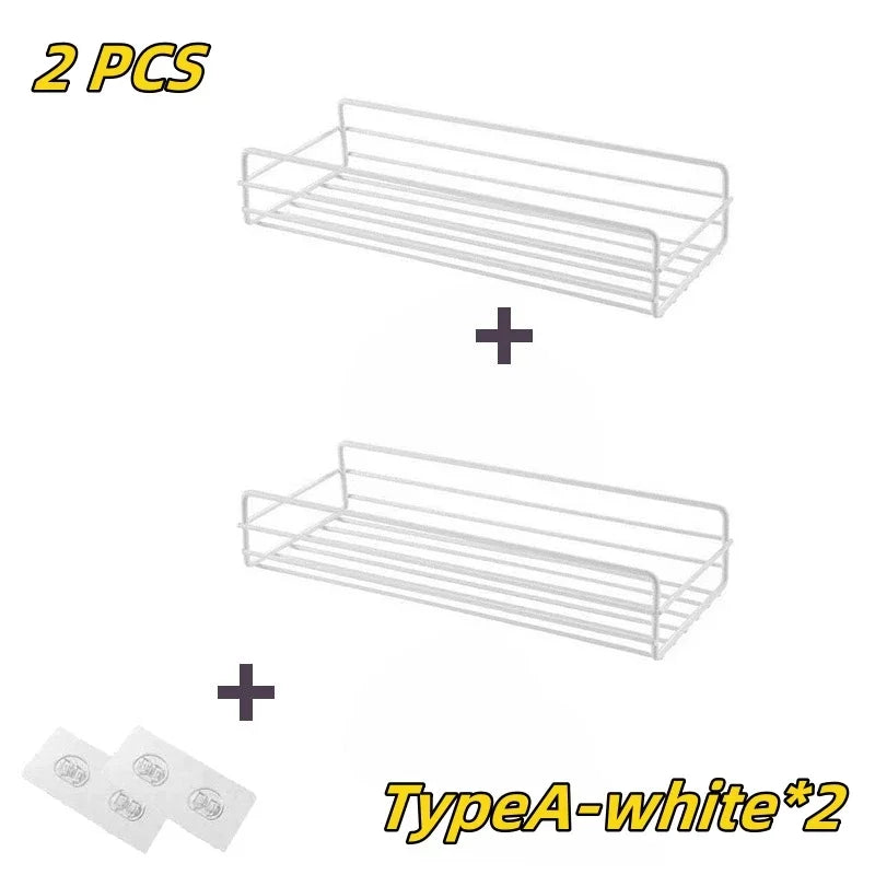 No-Drill Metal Corner Shower Shelf | Bathroom Wall Organizer