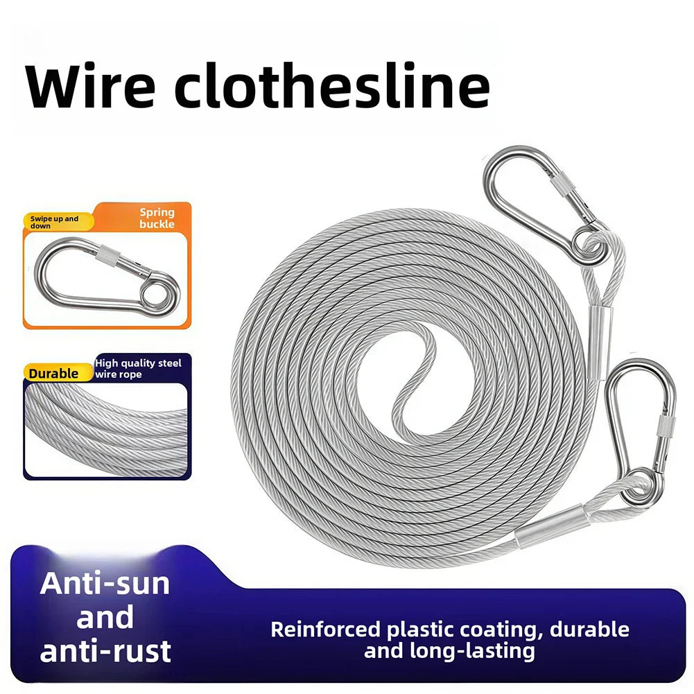 Stainless Steel Clothesline Wire Rope – Adjustable 1–9m Outdoor