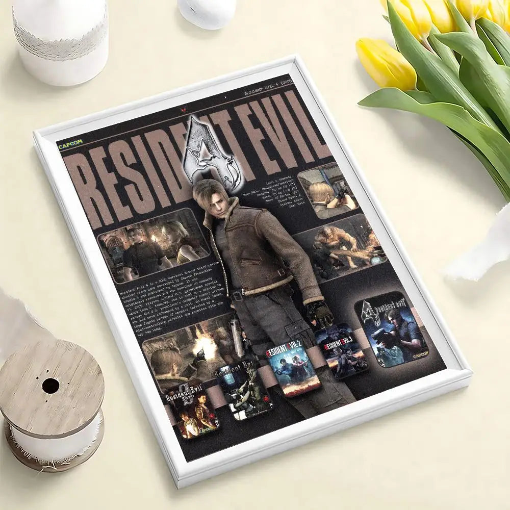 Resident Evil Requiem Poster HD Self Adhesive Waterproof Wall Art Ideal for Home Office Dorm Bedroom Great Gift Peaceful Pleasures Health and Wellness White5 30X40cmNoframe