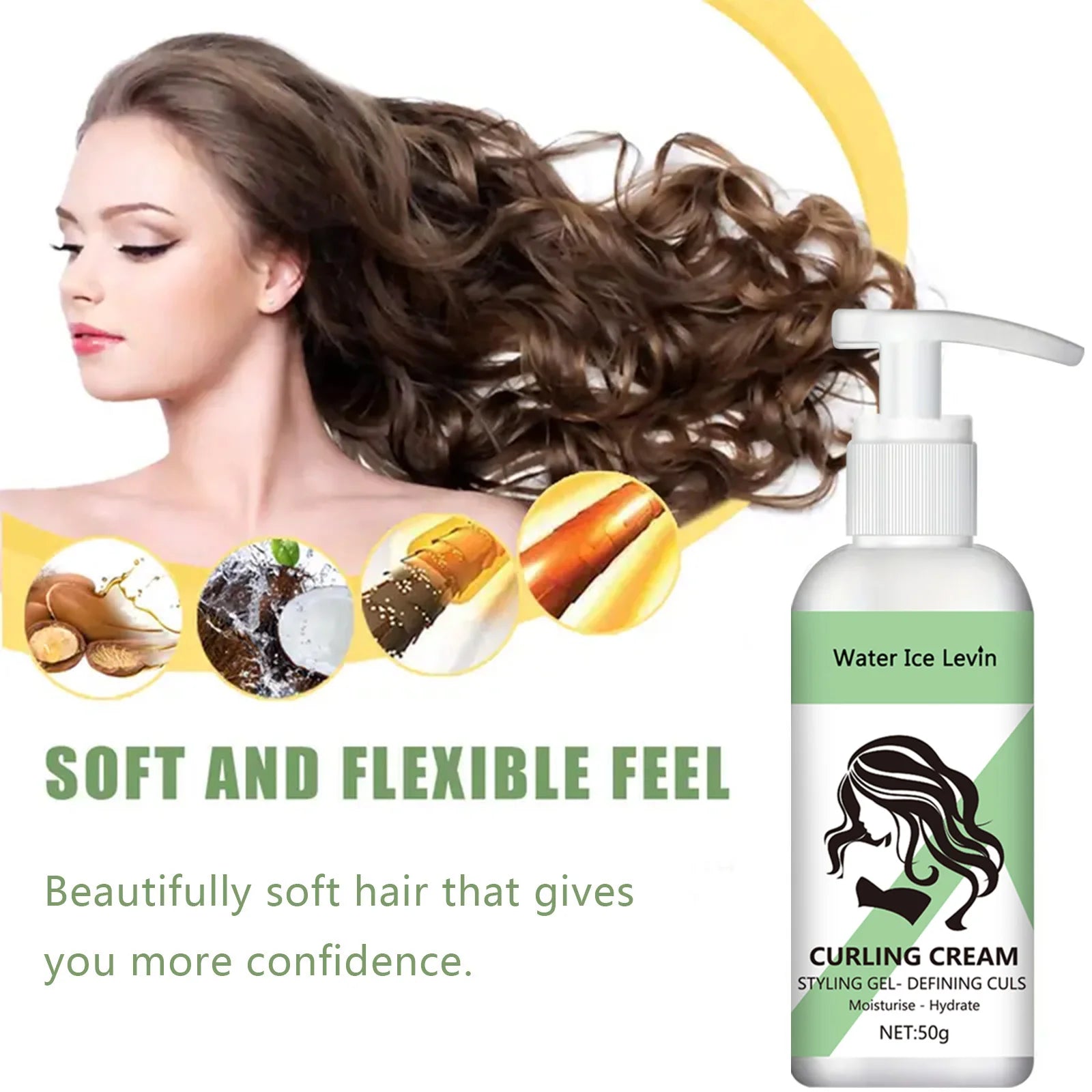 Curling Cream Styling Gel | Curl Defining & Moisturizing | Curly Hair Care 50g Peaceful Pleasures Health and Wellness