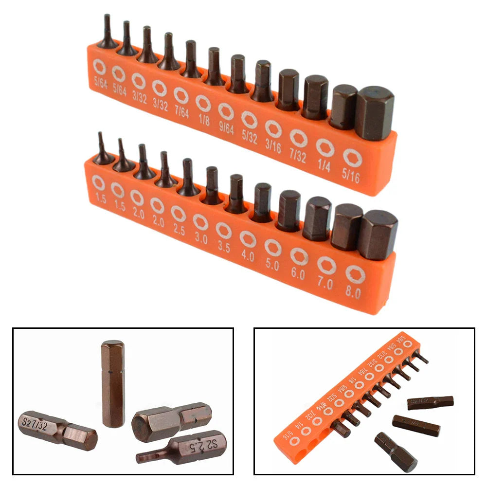 Magnetic Hex Screwdriver Bit Set 12/24pcs | 1/4" Shank 25mm