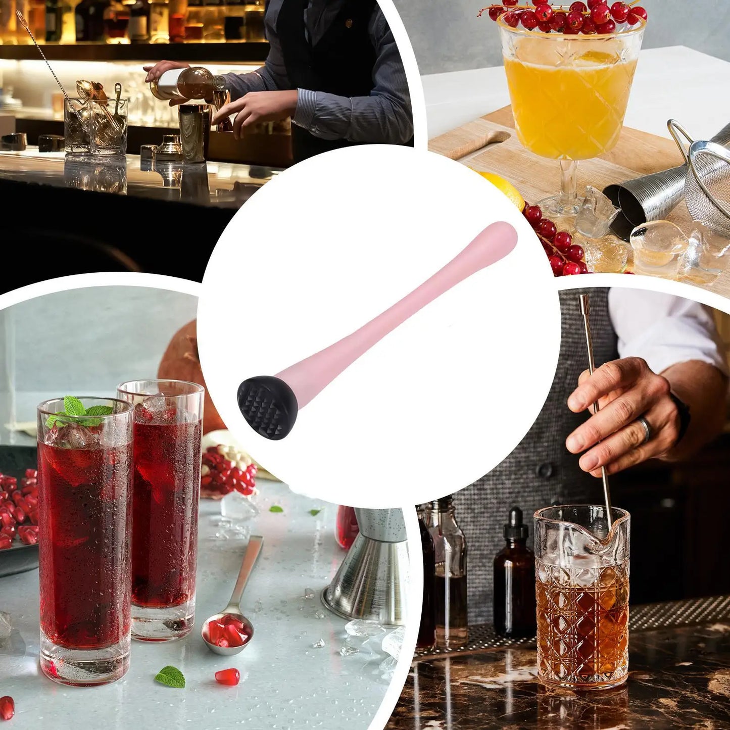 Cocktail Muddler Long Handle Fruit Smasher Bartender Tool