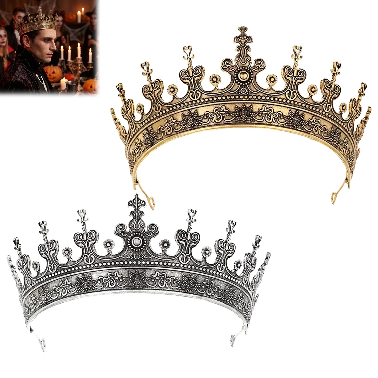 Men's Retro Alloy Crown Headpiece Durable Elegant Design For Weddings Parties Peaceful Pleasures Health and Wellness