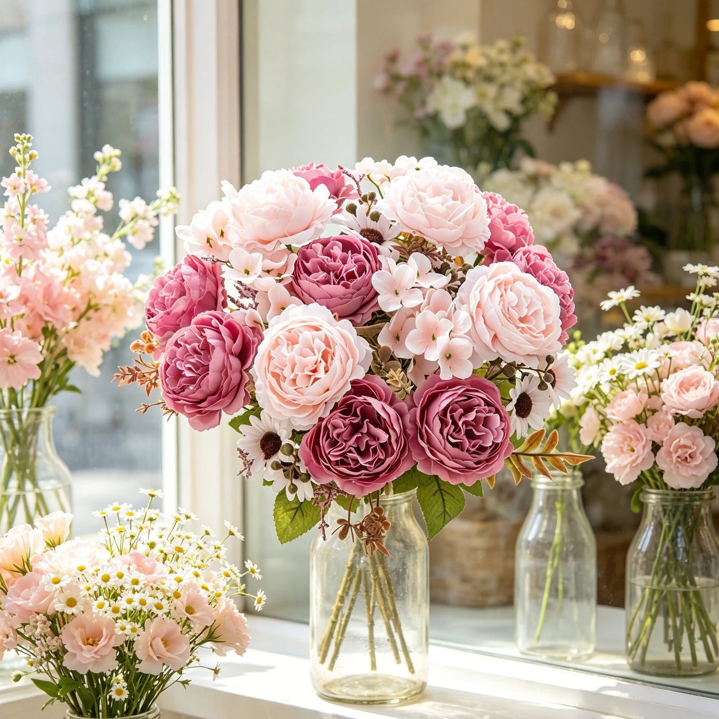 Artificial Silk Persian Peony Bouquet – Wedding & Home Decor