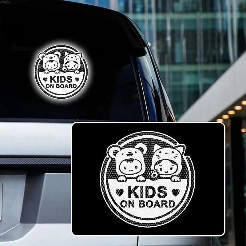 Reflective Kids on Board Car Sticker | Waterproof Safety Decal