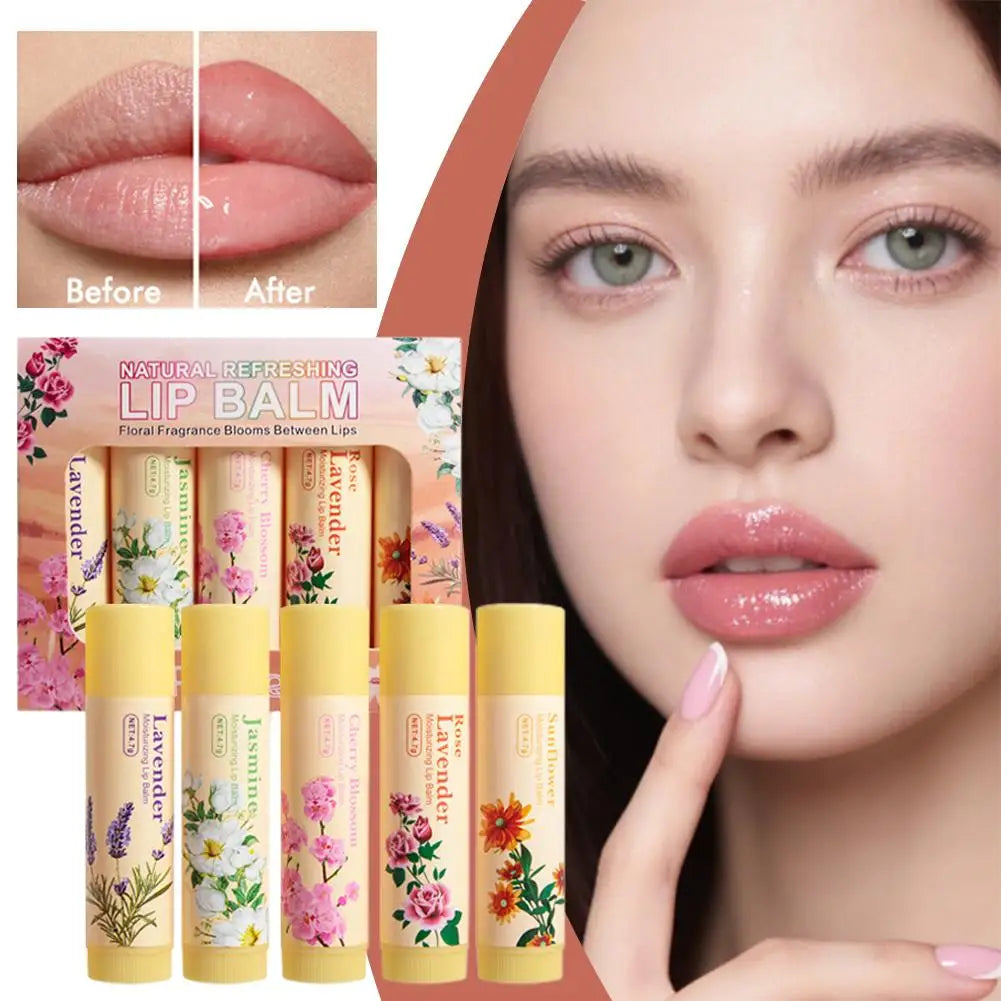 Eelhoe 5-Piece Flower Flavor Lip Balm Set – Hydrating & Nourishing