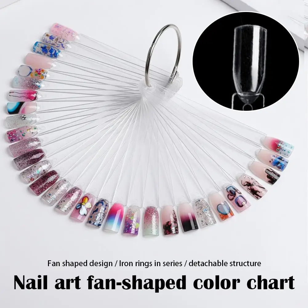 50pcs Nail Polish Color Card Fan Shaped False Nail Tips Display Palette Gel Polish Swatch Sample Board Tool Nail Art Sample Peaceful Pleasures Health and Wellness