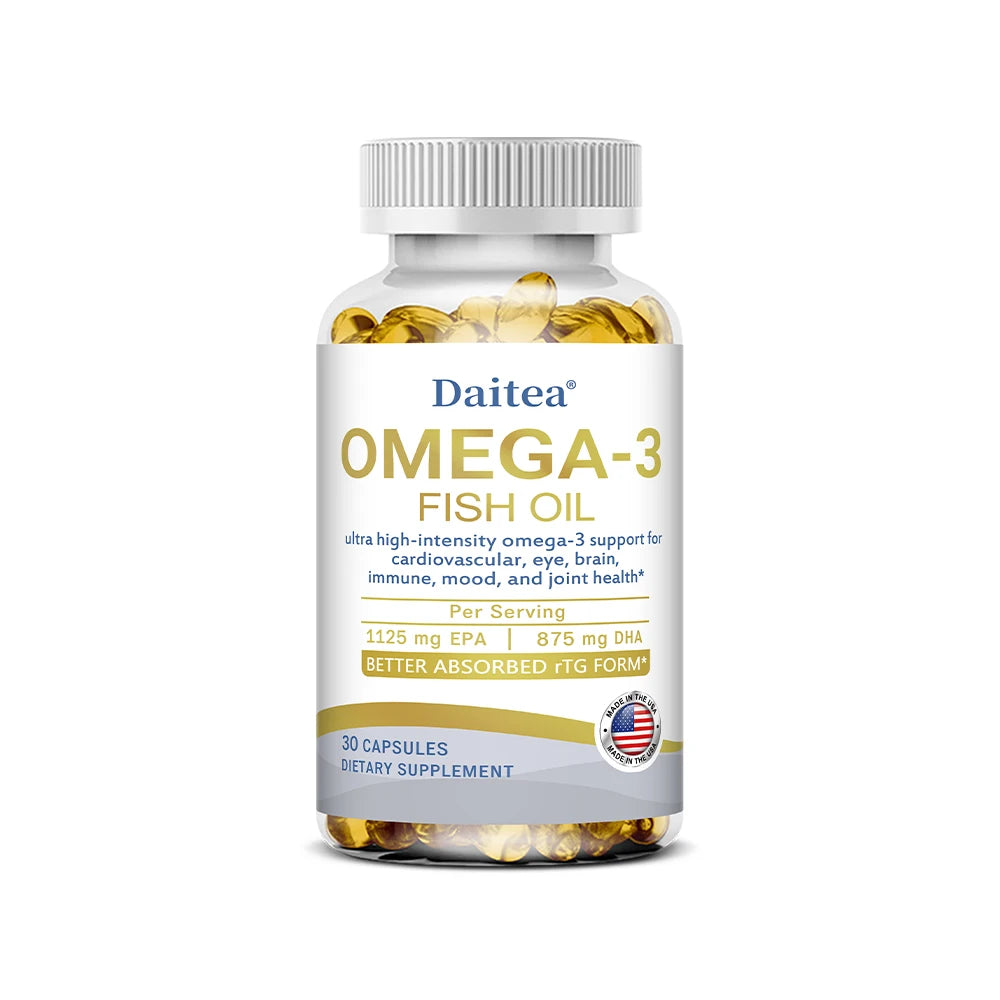 OMEGA-3 Fish Oil Capsules, Ultra-High Strength Omega-3s, Support Cardiovascular, Eye, Brain, Immune, Mood, and Joint Health Peaceful Pleasures Health and Wellness 30 count-1 bottle