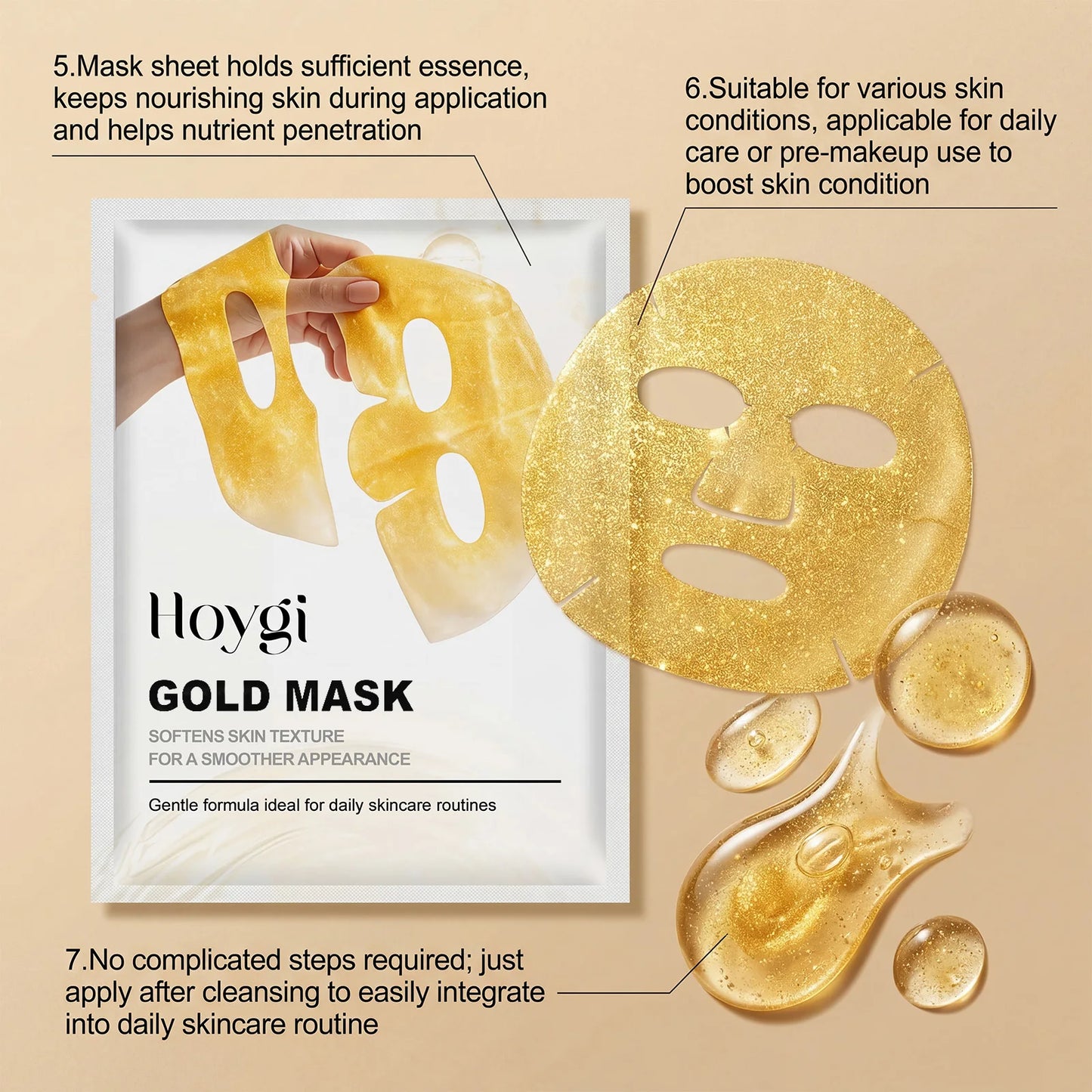 24K Gold Face Mask – Niacinamide & Collagen Sheet Mask (4 pcs)
