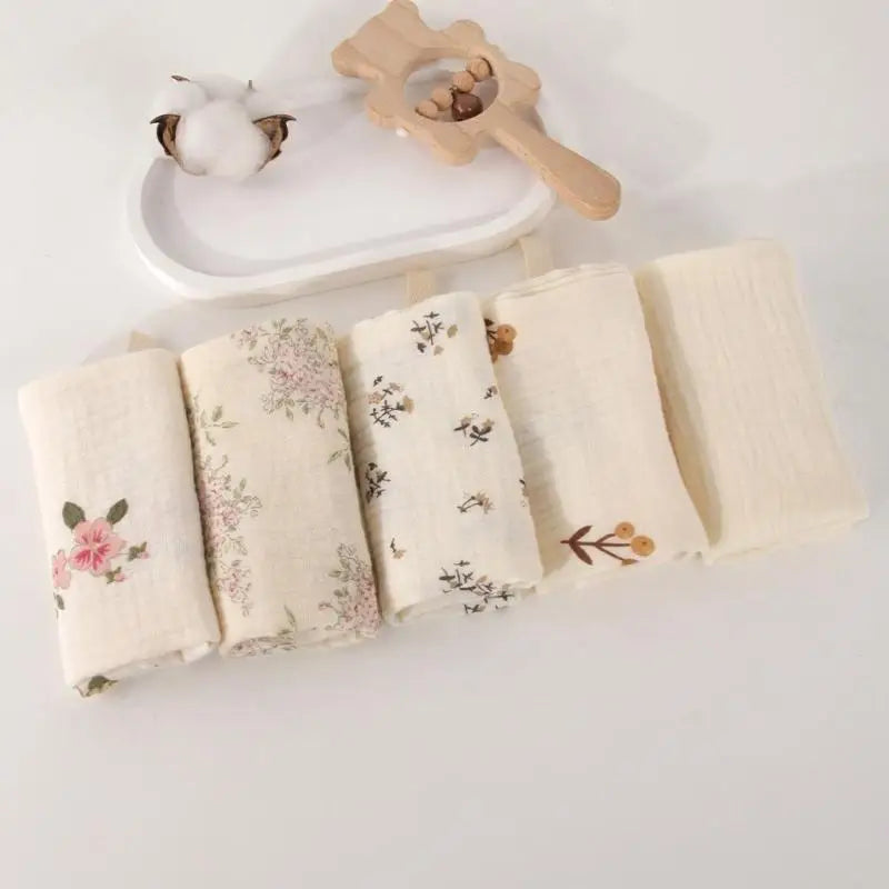Baby Washcloths 5-Pack | 4-Layer Soft Cotton Muslin Towels