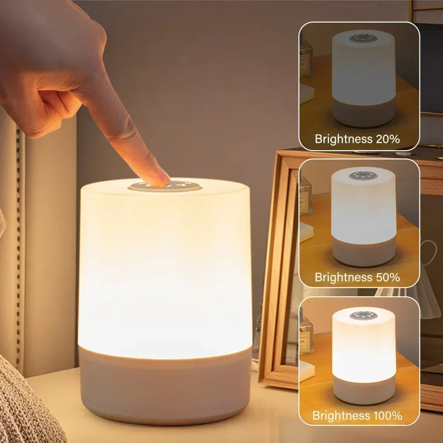 Touch Night Lamp 3 Modes Dimming Bedroom Bedside Lamp USB Charging Night Light Ambient Light Soft Light Table Lamp For Kids Gift Peaceful Pleasures Health and Wellness