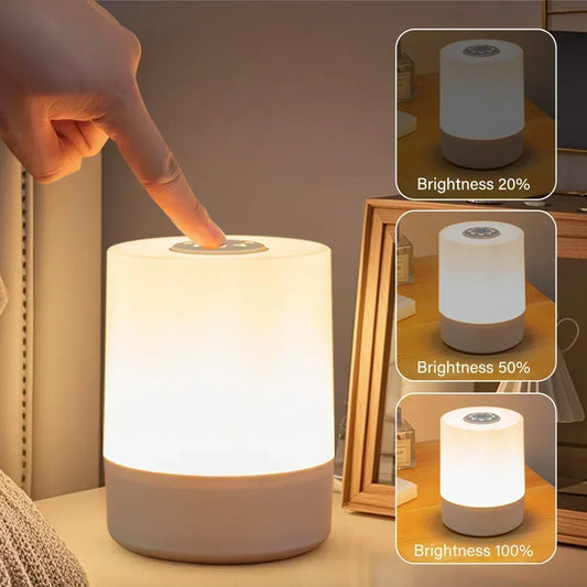 Touch Night Lamp 3 Modes Dimming Bedroom Bedside Lamp USB Charging Night Light Ambient Light Soft Light Table Lamp For Kids Gift Peaceful Pleasures Health and Wellness