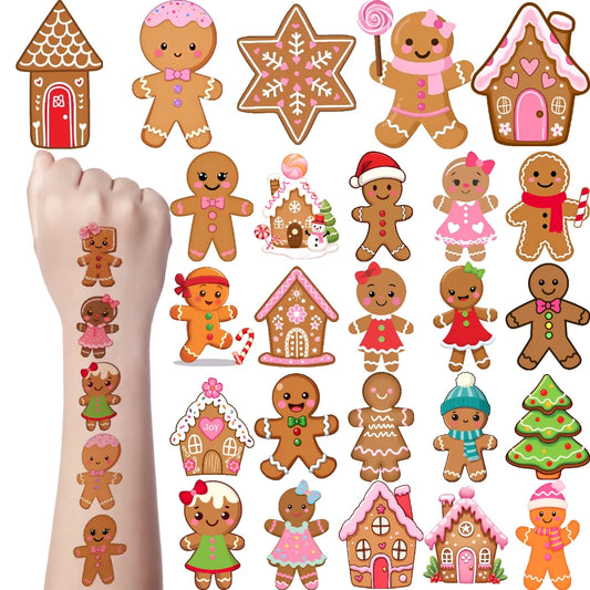 54pcs Christmas Temporary Tattoo Stickers – Gingerbread & Cupcake Temporary Tattoo Stickers Oasis Select