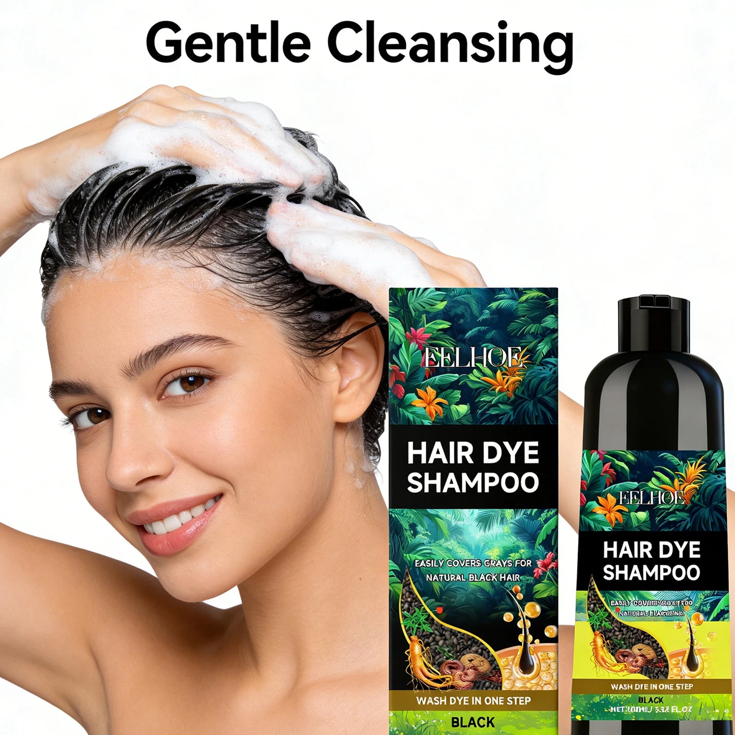 Black Hair Dyeing Shampoo Covering White Hair Enhancing Hair Shine Nourishing Root Beauty Hair Moisturizing Hairdressing Shampoo Peaceful Pleasures Health and Wellness