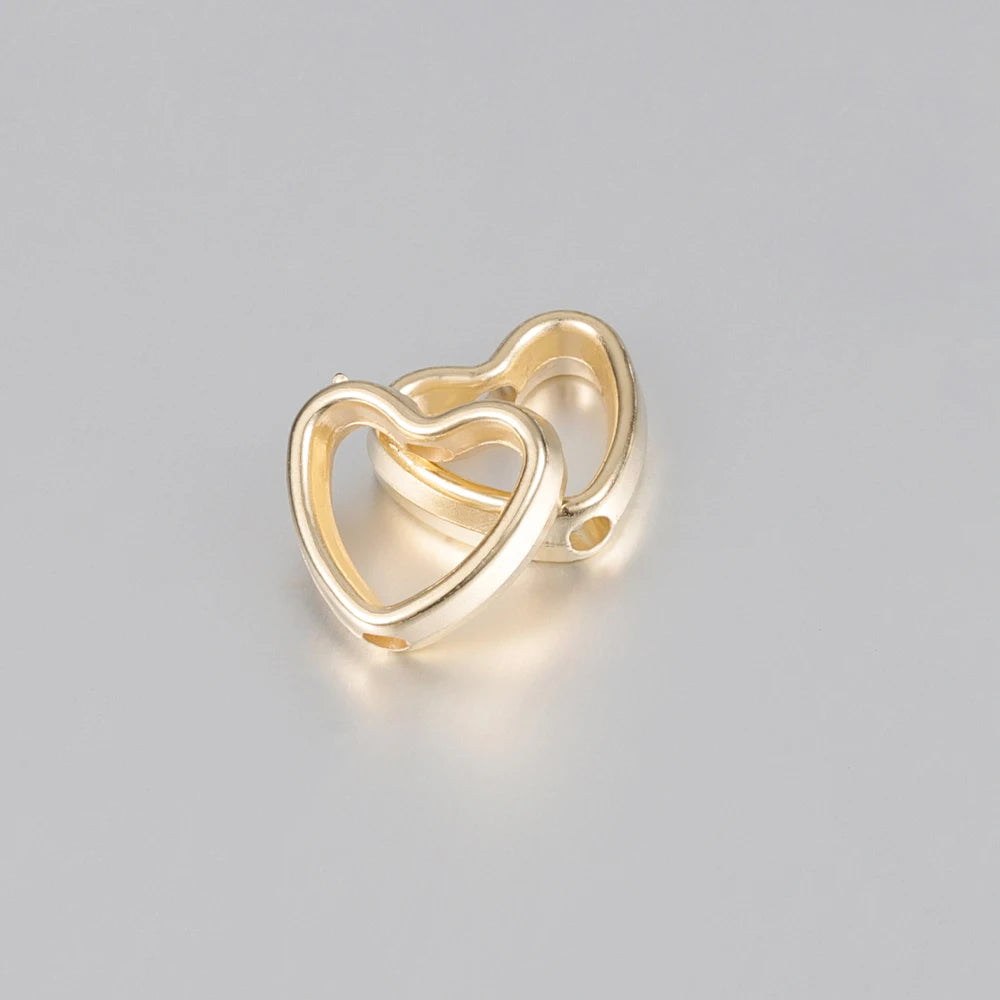 Heart Frame Wrapped Bead Double Stright Hole Spacers Loose Beads