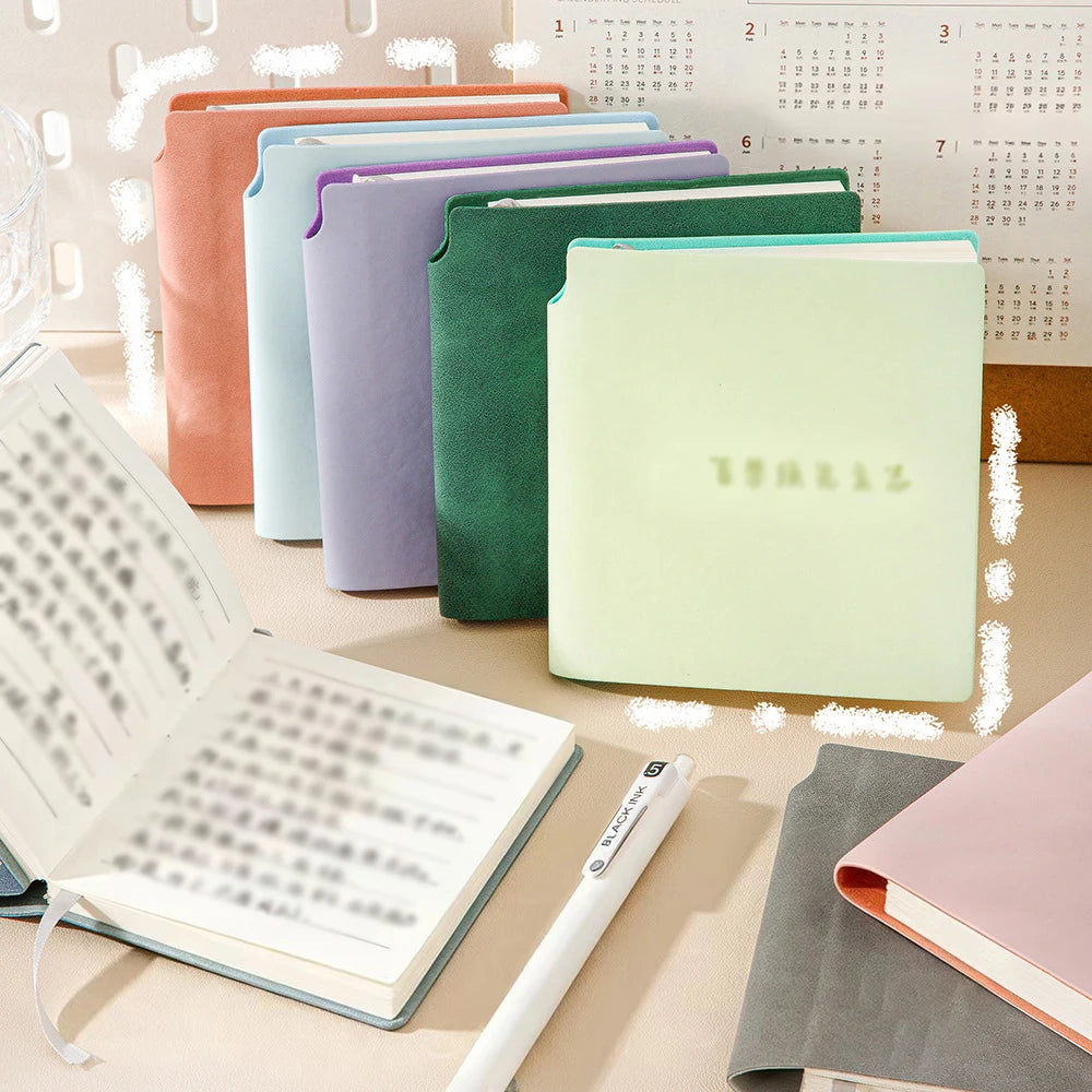 Portable Square Notebook Leather Surface Thickened 108 Sheets Student