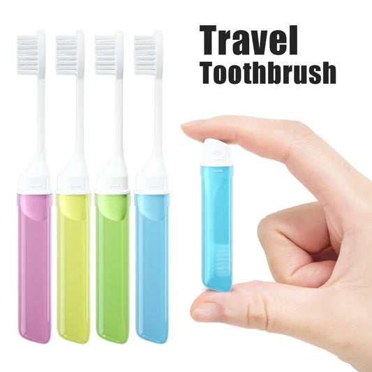 Mini Travel Toothbrush Foldable Portable Small Dental Brush Folding Traveling Adult Toothbrush in Transparent Candy Colors Peaceful Pleasures Health and Wellness