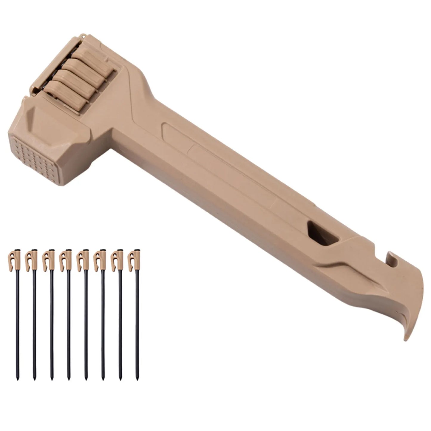 Camping Tent Peg Hammer – Lightweight Multifunctional Outdoor Tool Camping Peg Hammer Peaceful Pleasures Health and Wellness Kaki