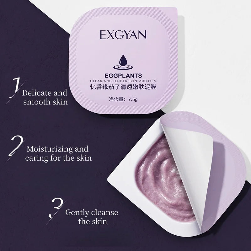 Eggplant Cleansing Mud Mask – 8 Sachets | Kaolin Clay Face Mask