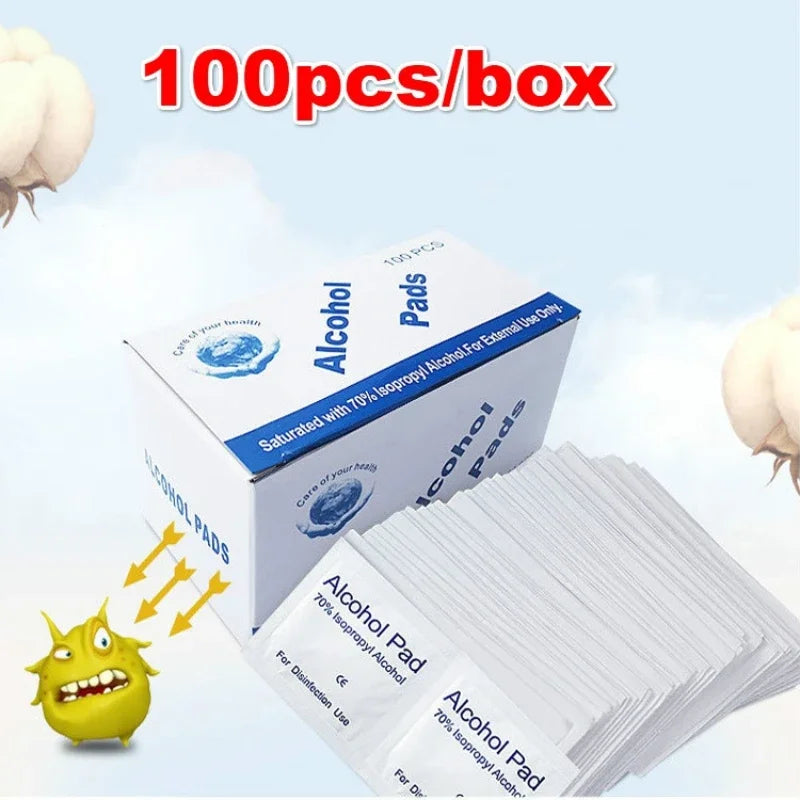 100pcs 70% Isopropyl Alcohol Prep Pads | Disinfectant Swabs