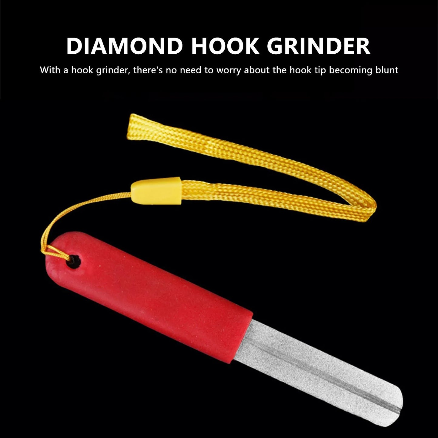 New Diamond Hook Sharpener with 3 Grooves and Lanyard for Fishing Gear Urban Commuting Equipment Peaceful Pleasures Health and Wellness