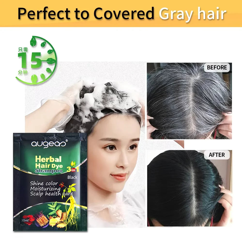 Natural Plant Hair Dye Shampoo – 6 Colors, Fast Gray Coverage, 30–500ml Peaceful Pleasures Health and Wellness
