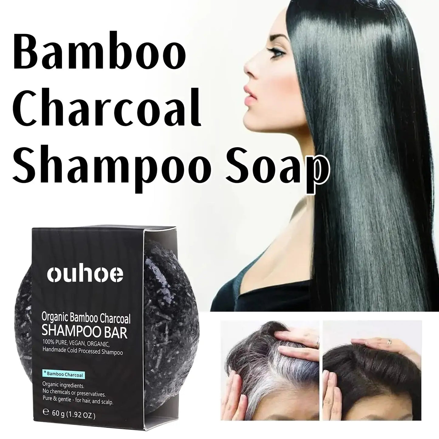 Bamboo Charcoal Shampoo Soap Deep Clean The Scalp Create Dark And Thick Hair Improve Dryness Hair Nourish Charcoal Shampoo Soap Peaceful Pleasures Health and Wellness