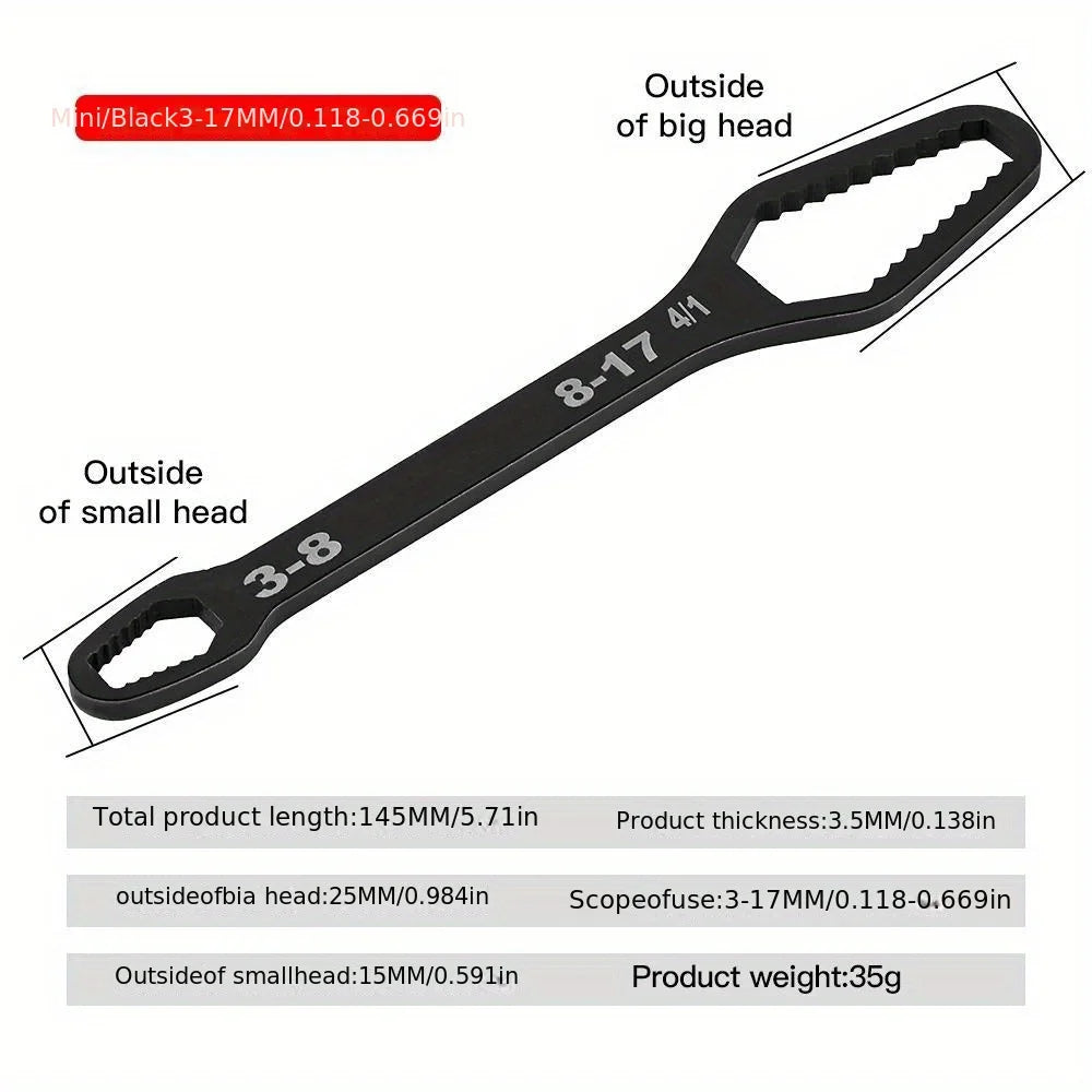 Double-Head Self-Tightening Adjustable Torx Wrench | Cr-V Steel Peaceful Pleasures Health and Wellness GZ236-145mm 3-17mm