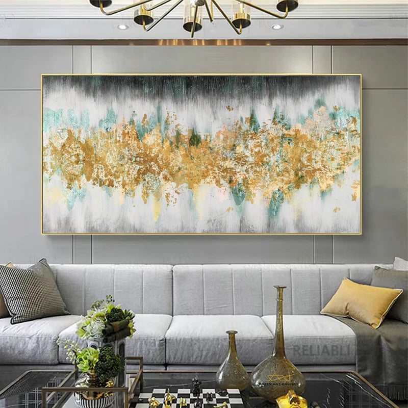 Wall Painting Abstract Golden Art Wall Pictures For Living Room Canvas Painting Home Decor Posters And Prints Vintage Cuadros Peaceful Pleasures Health and Wellness zl1 4 50x100cm