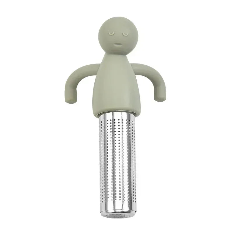 Stainless Steel Tea Sieve New Human Shaped Tea Sieve Kitchen Accessory Filter Accessories Supplies Humidifier Pet Products Bar Peaceful Pleasures Health and Wellness Light yellow