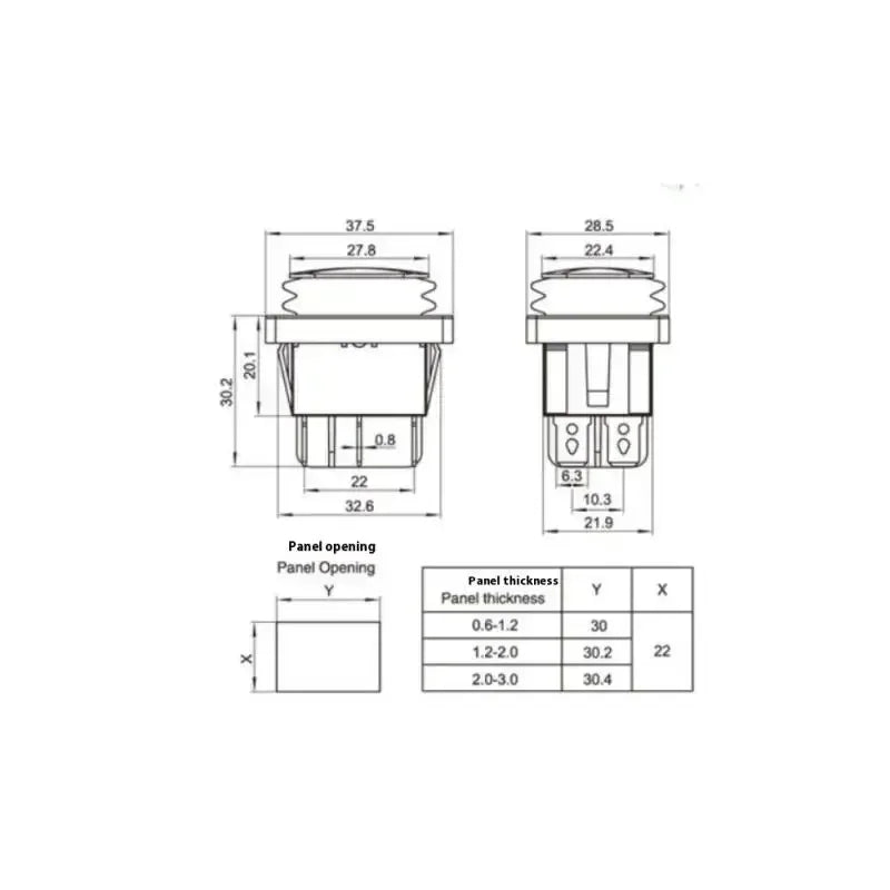 KCD4 Rocker Switch ON-OFF-ON 6-Pin 16A 250VAC Illuminated 30x22mm