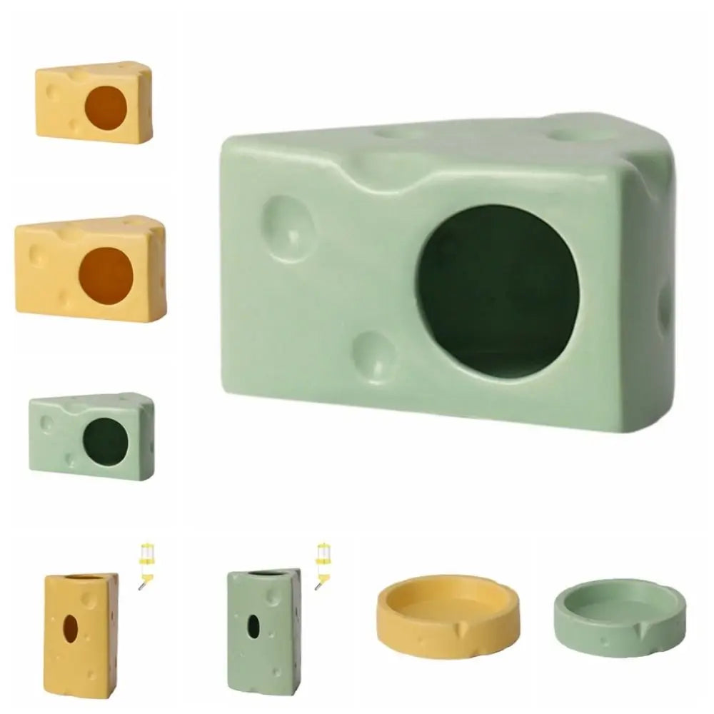 Ceramic Cheese Hamster House – Hideout & Feeding Dish