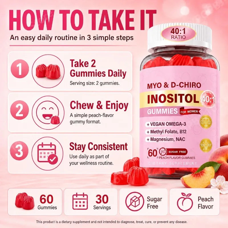 Inositol Gummies for Women 40:1 – Folate, B12, Magnesium & NAC