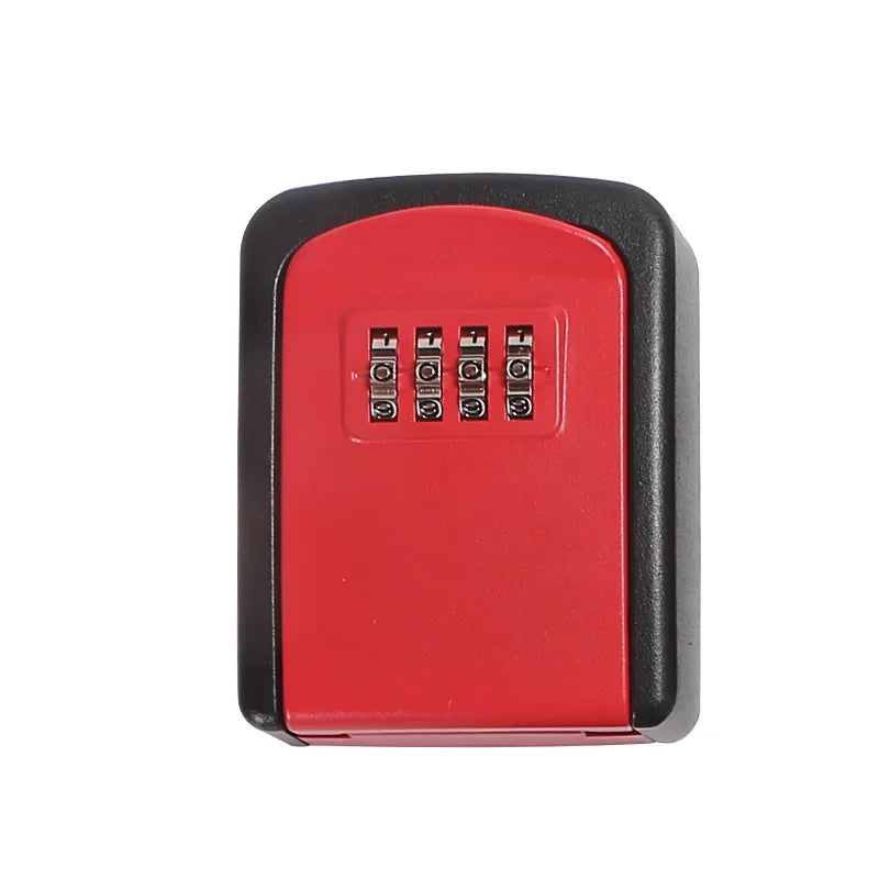 Household Code Key Box Outdoor Waterproof Decorative Keybox Wall-mounted Metal 4 Digit Combination Password Keysafe Storagebox Peaceful Pleasures Health and Wellness Red