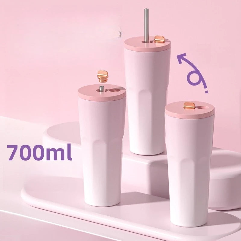 Gradient Vacuum Insulated Cup with Auto Pop-Up Straw 700ml