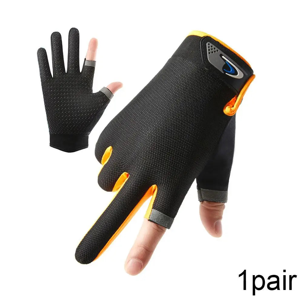 Ice Silk Fingerless UV Gloves for Cycling, Fishing & Driving