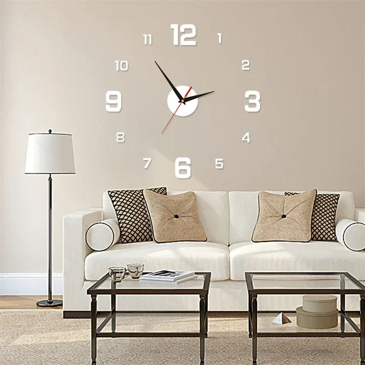 3D Luminous Wall Clock Frameless Acrylic DIY Digital Clock Wall Stickers Mute Clock for Living Room Bedroom Office Wall Decor Peaceful Pleasures Health and Wellness Silver-not glowing 40CM