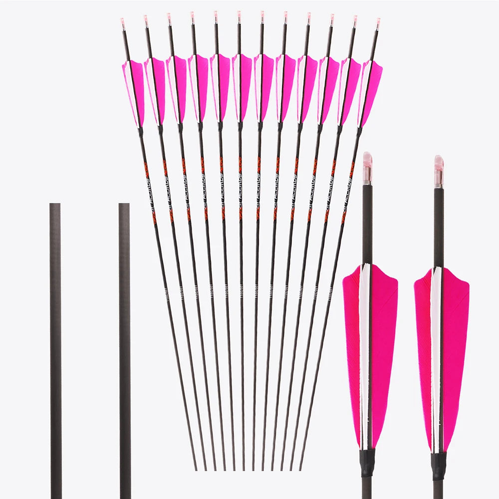 12 18ps ID4 Pure Carbon Arrow Spine 300-1500 Archery Bow Hunting