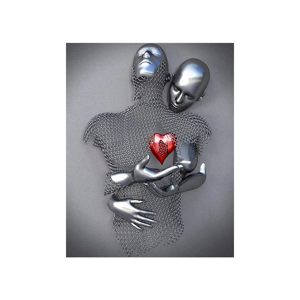 Abstract Couple Portrait Canvas Wall Art | Nordic Pop Print