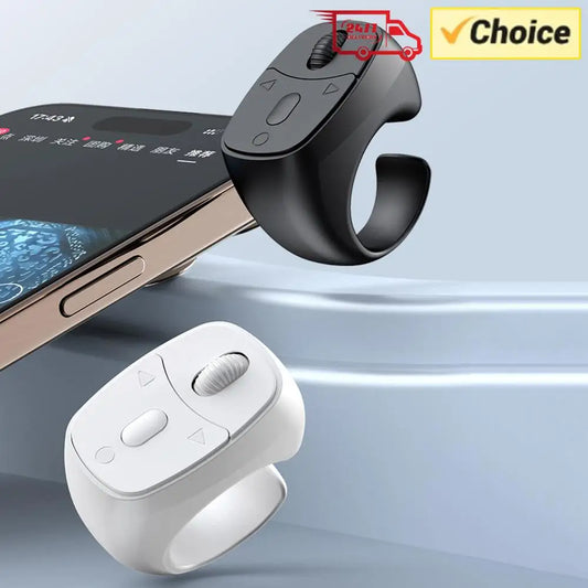 Bluetooth 5.3 Fingertip Ring Remote – Page Turner & Selfie