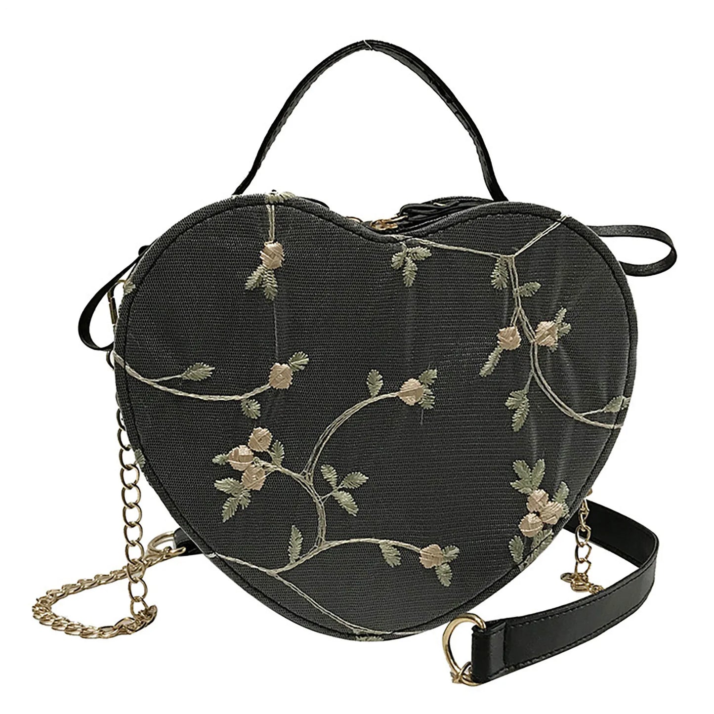 Womens Lace Heart Crossbody Bag PU Leather Shoulder Purse Fashion Handbag with Chain Strap for Valentine Gift 21x17x6cm Peaceful Pleasures Health and Wellness black