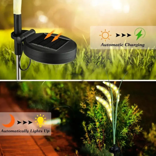 Solar LED Fiber Optic Dogtail Grass Garden Path Light Solar Garden Light Oasis Select